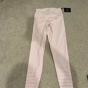 DYI leggings pink and white stripe size medium